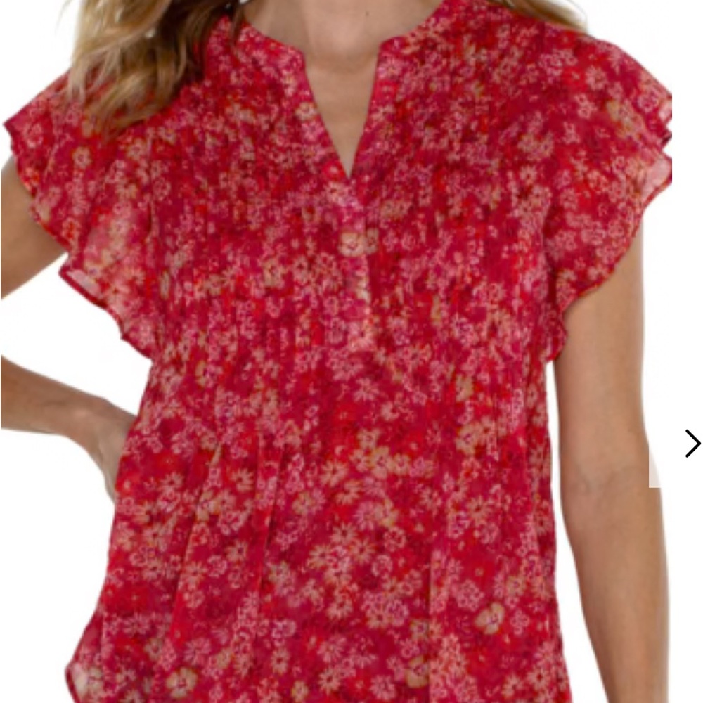 Liverpool Los Angeles Double Layer Flutter Sleeve Blouse Size XL